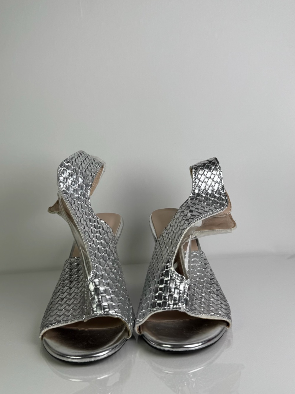 🔥👠Silver Woven Open-Toe Women's Heels